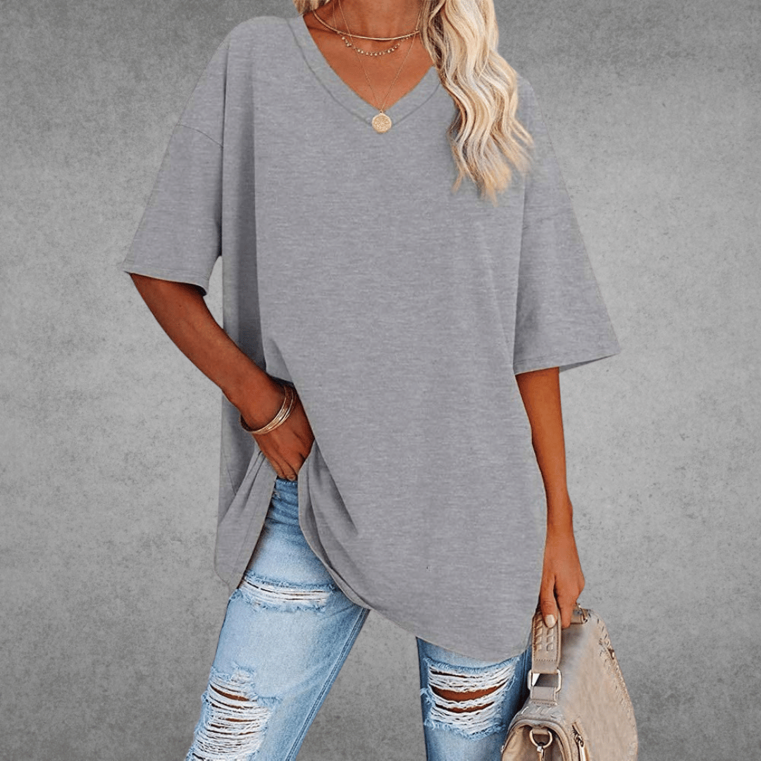 Zyra™ | Stilfuld Oversized V-Neck T-shirt