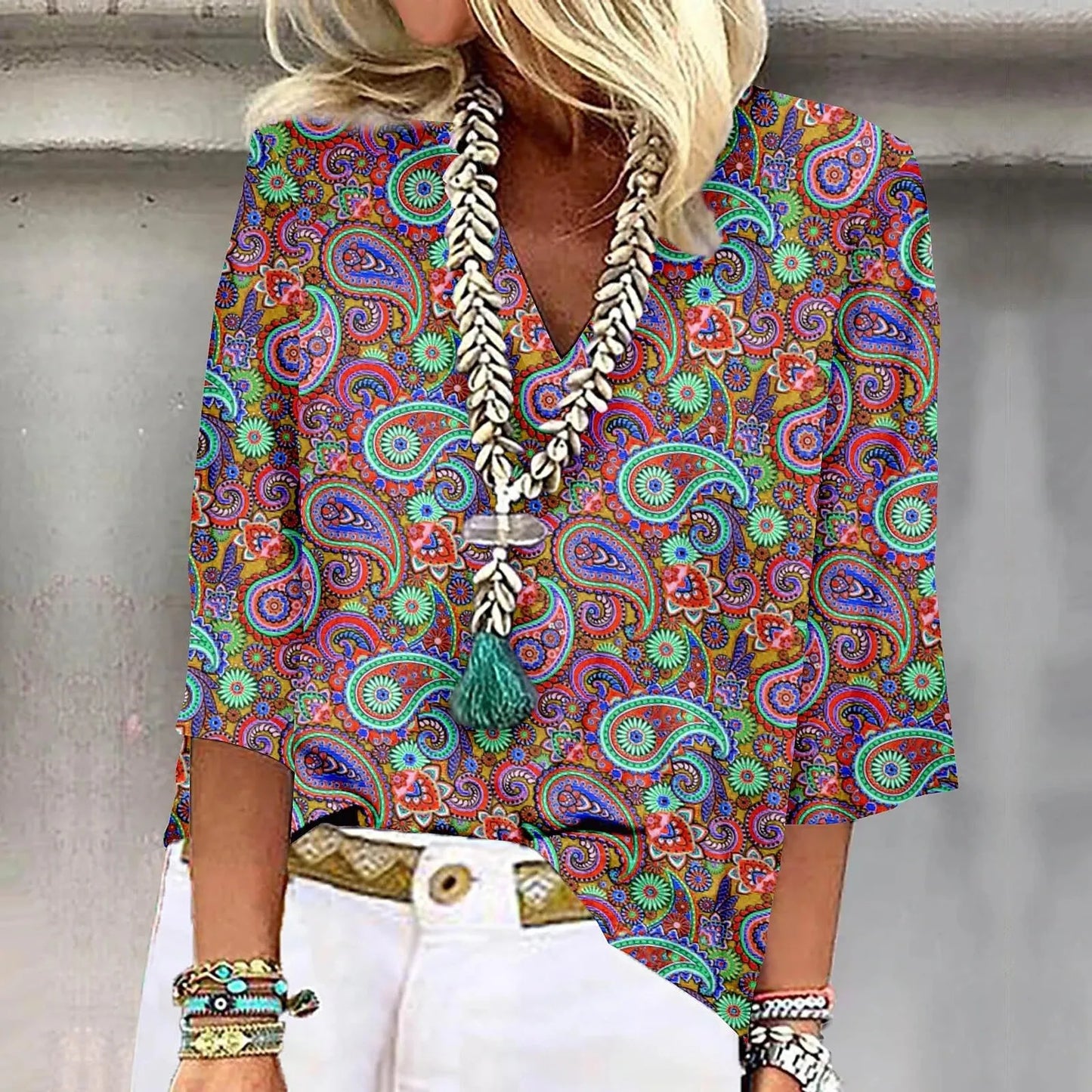 Zyra™ | Vibrant Print Boho Bluse