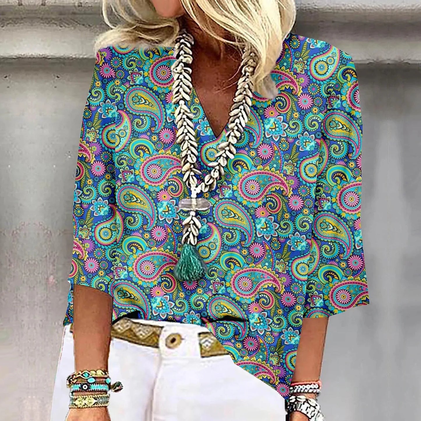 Zyra™ | Vibrant Print Boho Bluse