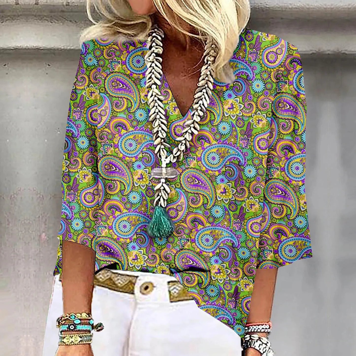 Zyra™ | Vibrant Print Boho Bluse