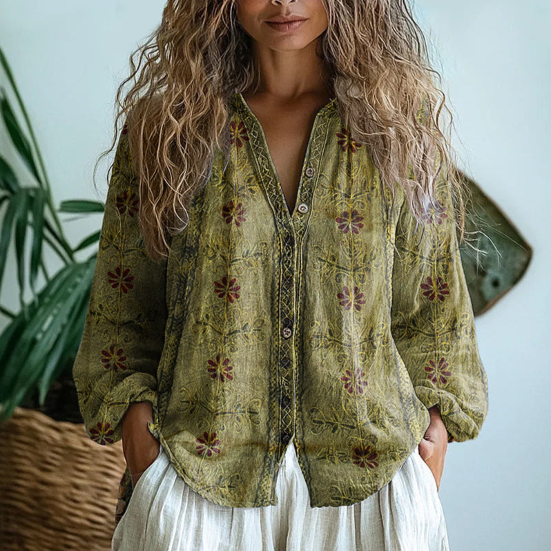 Zyra™ | Afslappet Bluse med Naturprint