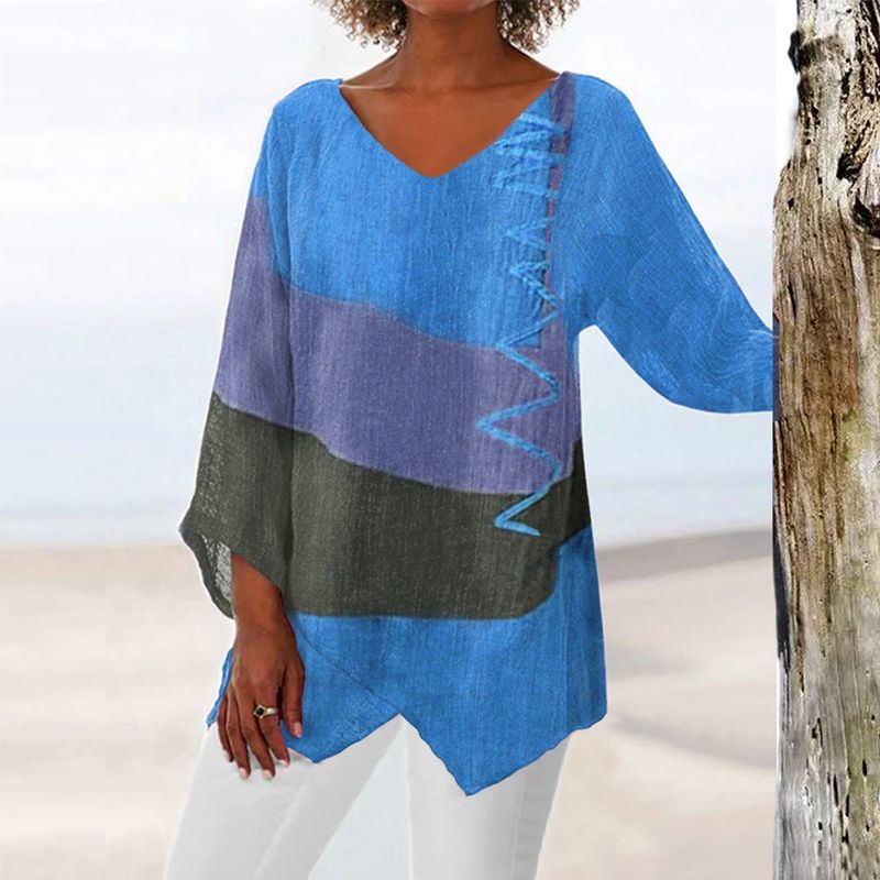 Zyra™ | Stilfuld V-hals Color Block Top