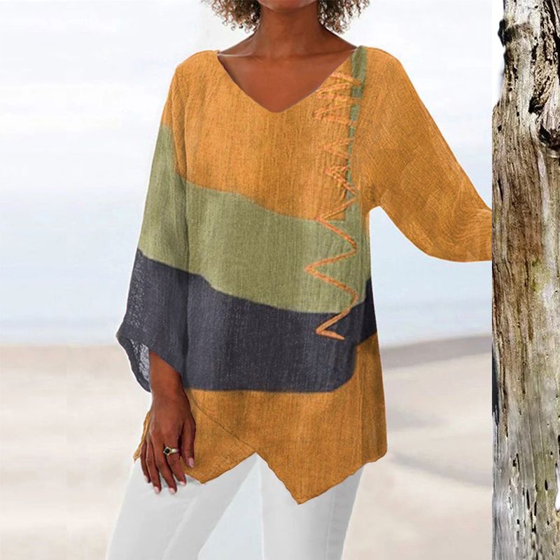 Zyra™ | Stilfuld V-hals Color Block Top