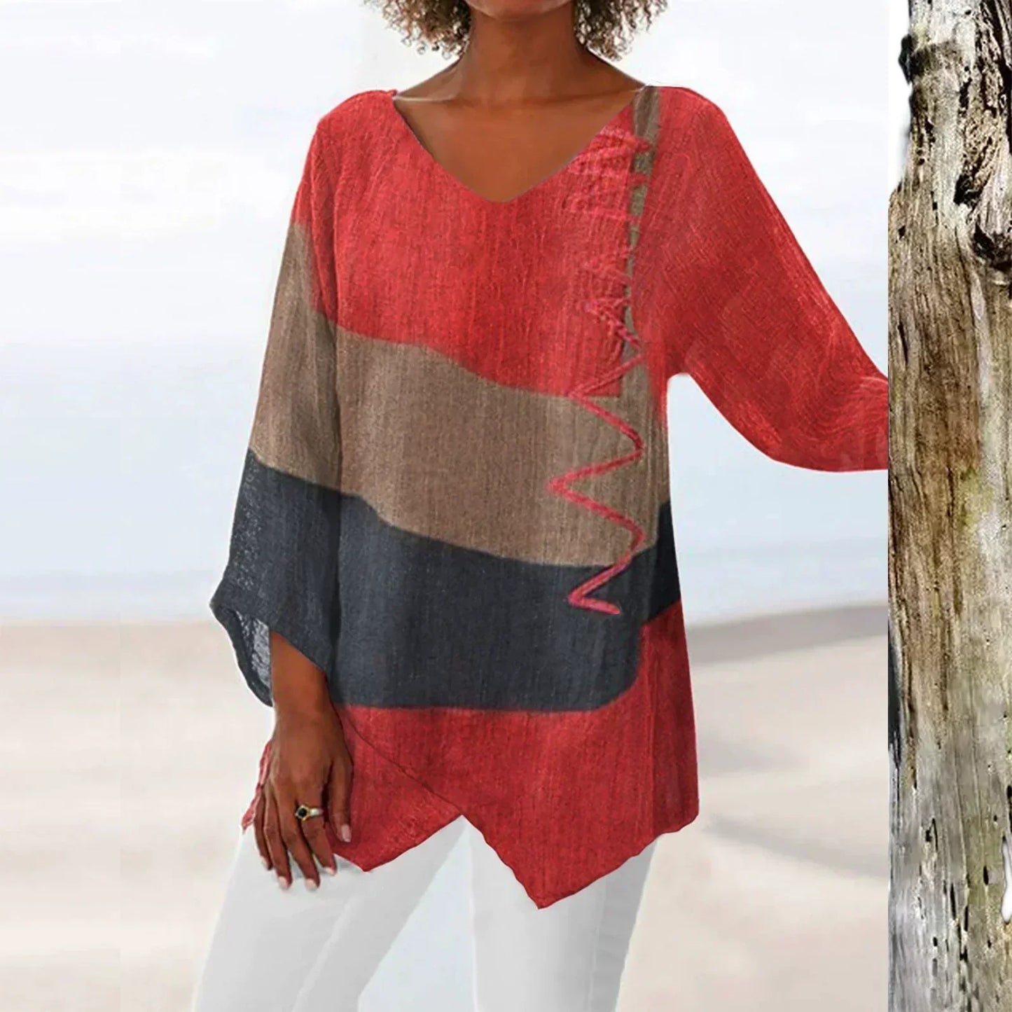 Zyra™ | Stilfuld V-hals Color Block Top