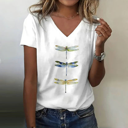 Zyra™ | Sommerligt og Komfortabelt T-shirt med Libeller