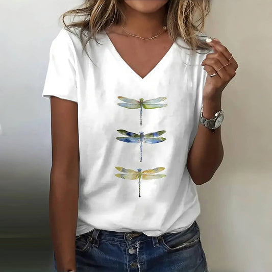 Zyra™ | Sommerligt og Komfortabelt T-shirt med Libeller