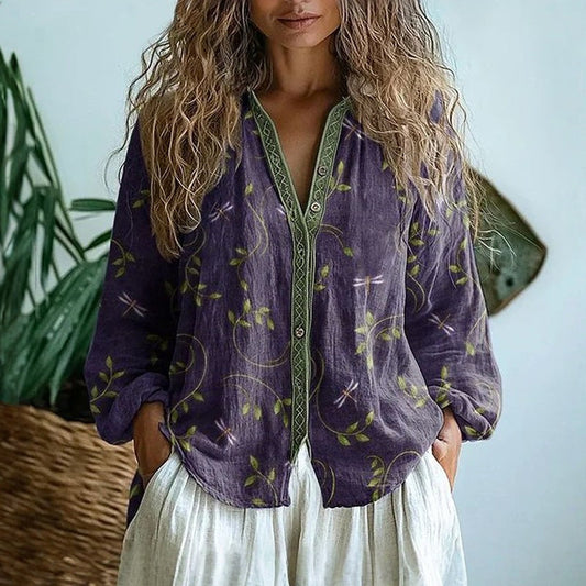 Zyra™ | Afslappet Bluse med Naturprint