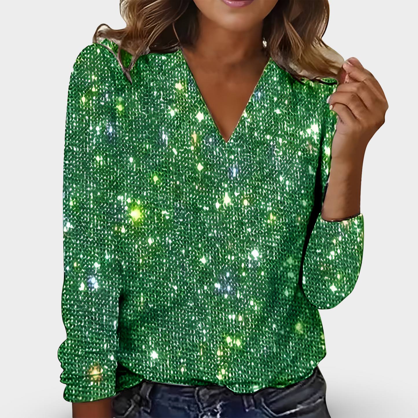 Zyra™ | V-hals Diamant Bluse