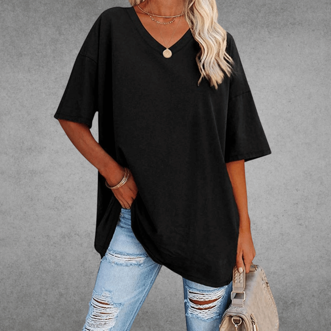 Zyra™ | Stilfuld Oversized V-Neck T-shirt