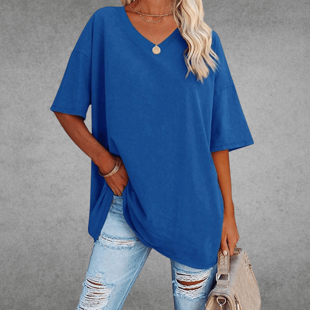 Zyra™ | Stilfuld Oversized V-Neck T-shirt