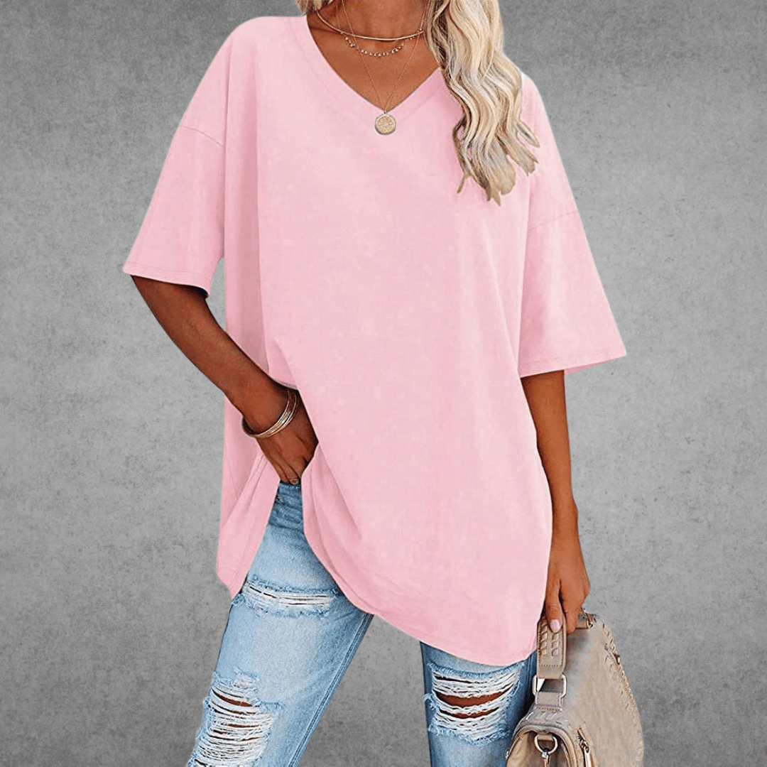 Zyra™ | Stilfuld Oversized V-Neck T-shirt