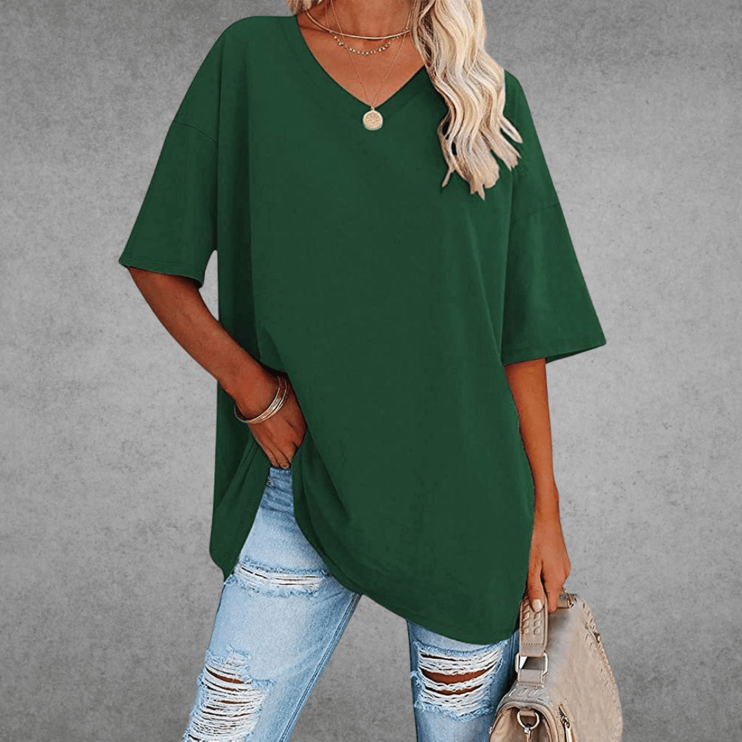 Zyra™ | Stilfuld Oversized V-Neck T-shirt