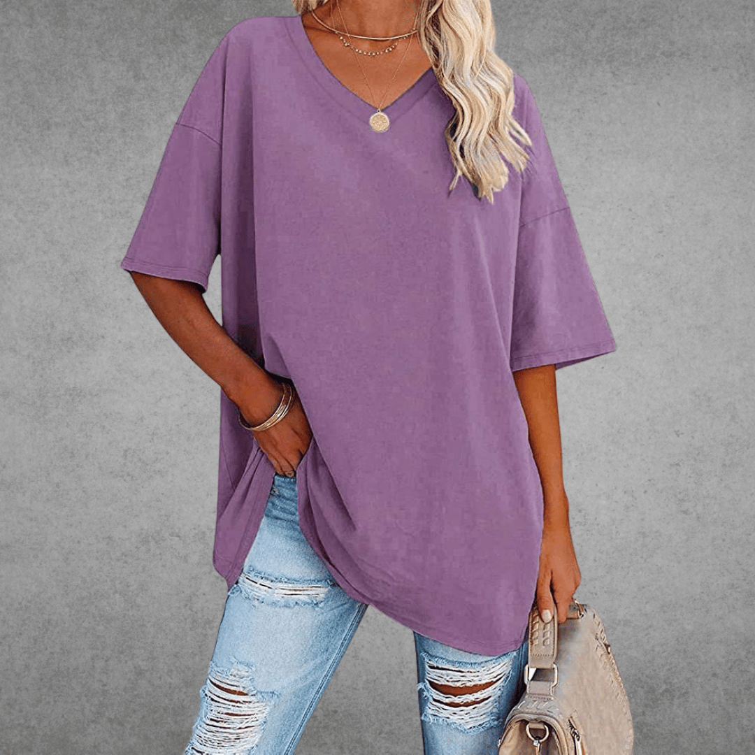 Zyra™ | Stilfuld Oversized V-Neck T-shirt