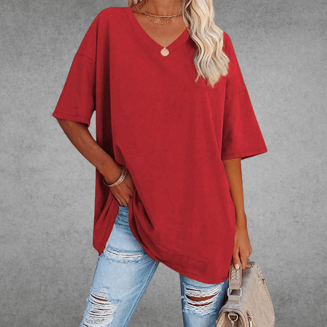Zyra™ | Stilfuld Oversized V-Neck T-shirt