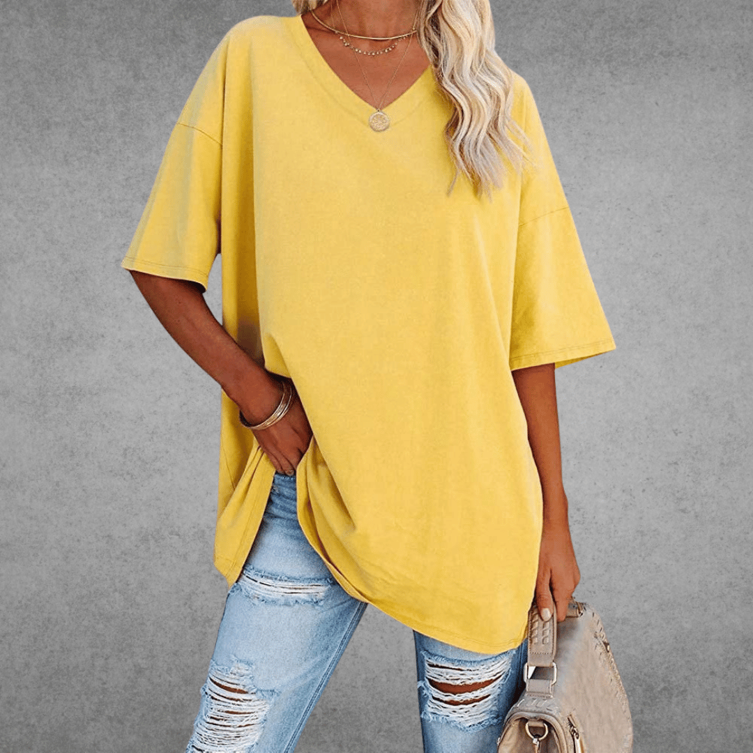Zyra™ | Stilfuld Oversized V-Neck T-shirt