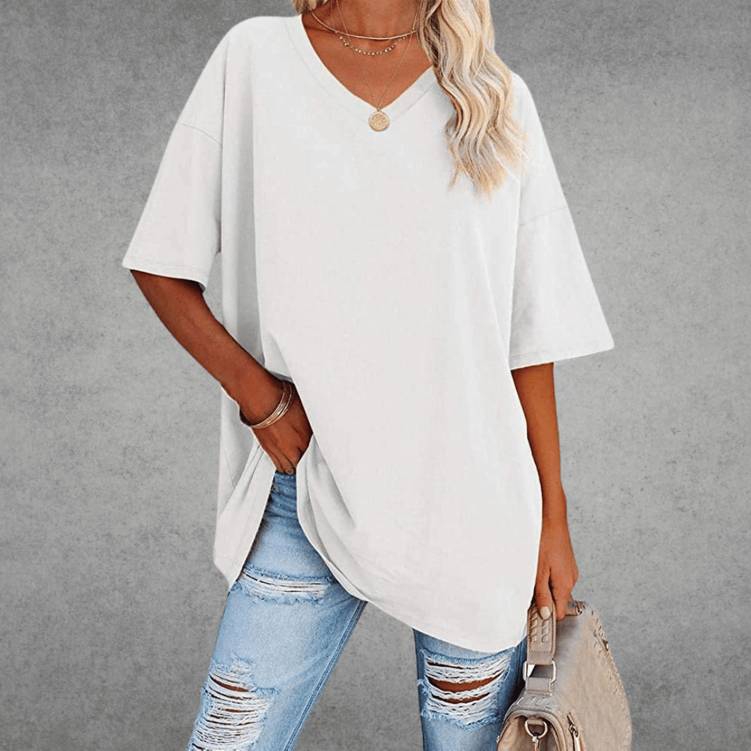 Zyra™ | Stilfuld Oversized V-Neck T-shirt