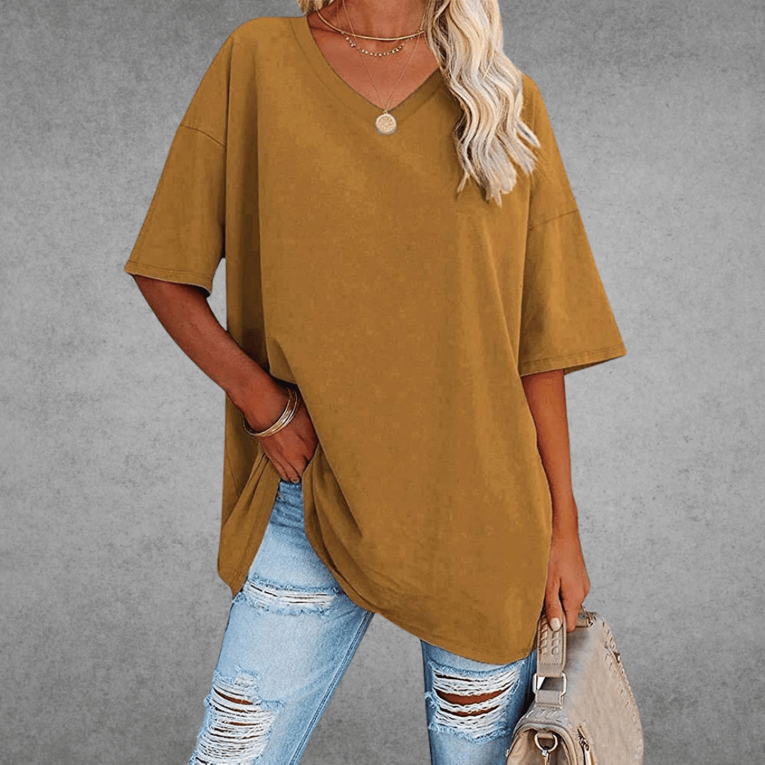 Zyra™ | Stilfuld Oversized V-Neck T-shirt