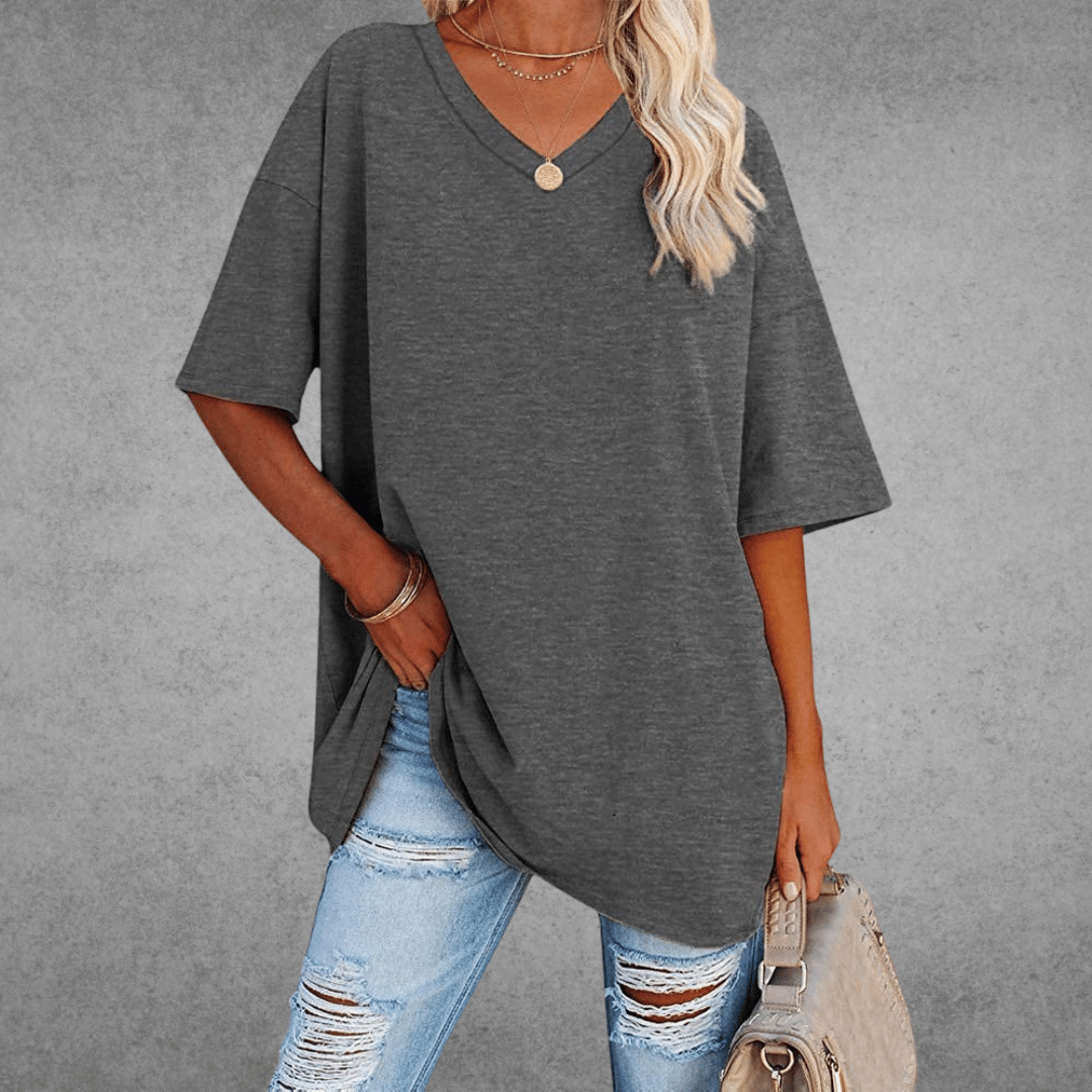 Zyra™ | Stilfuld Oversized V-Neck T-shirt