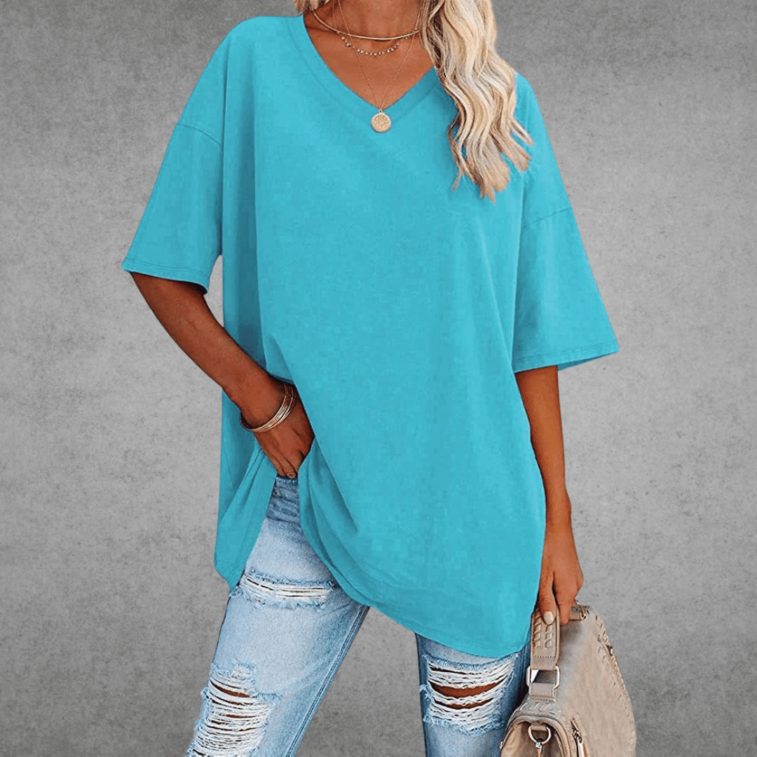 Zyra™ | Stilfuld Oversized V-Neck T-shirt