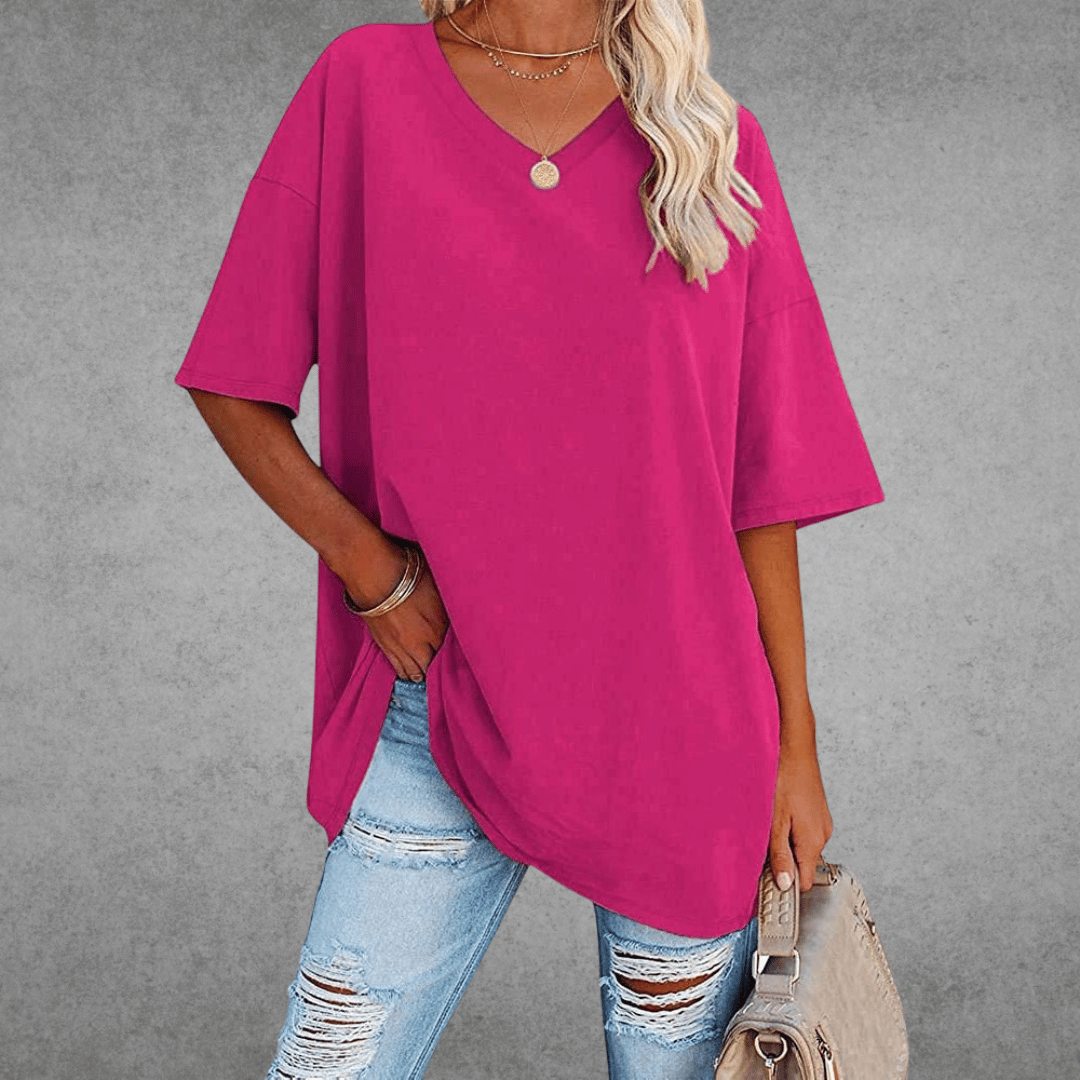 Zyra™ | Stilfuld Oversized V-Neck T-shirt