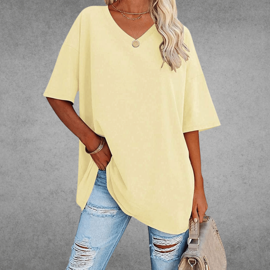 Zyra™ | Stilfuld Oversized V-Neck T-shirt