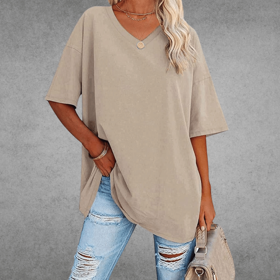 Zyra™ | Stilfuld Oversized V-Neck T-shirt