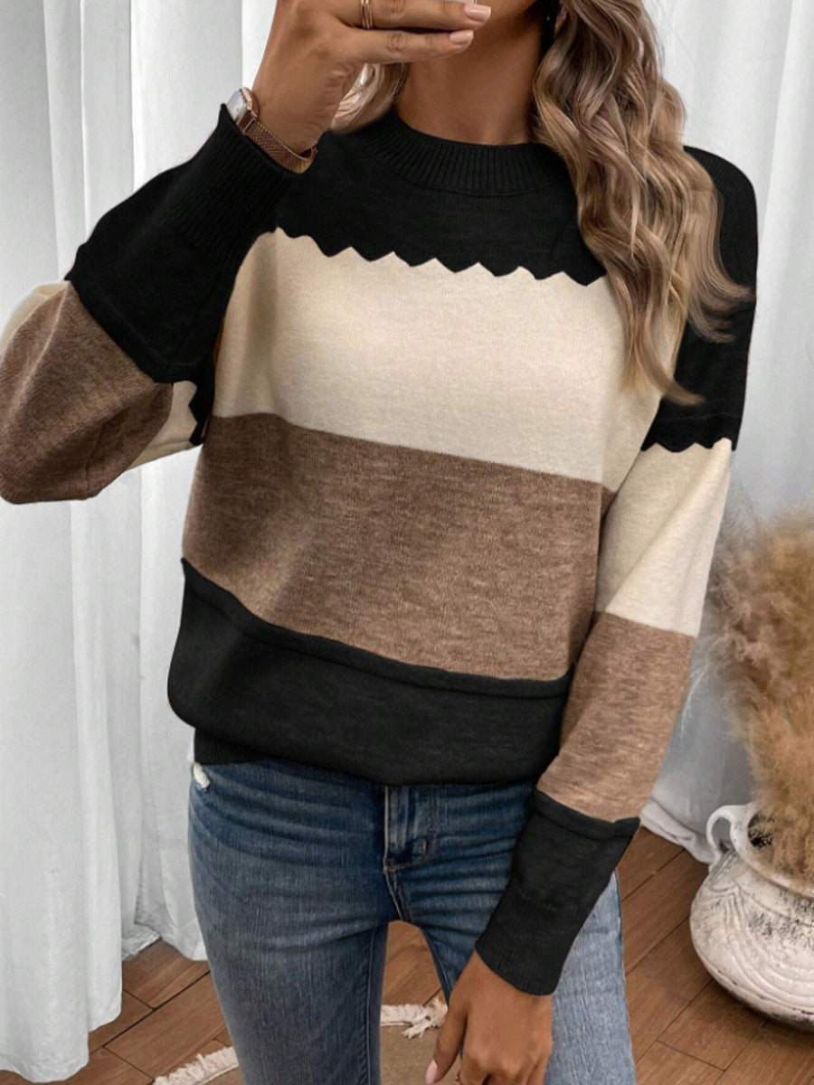 Zyra™ | Blød Striktrøje i Farveblok