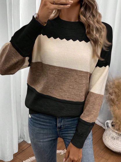 Zyra™ | Blød Striktrøje i Farveblok