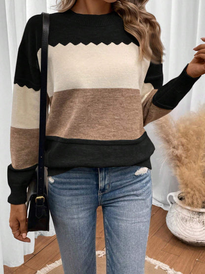 Zyra™ | Blød Striktrøje i Farveblok