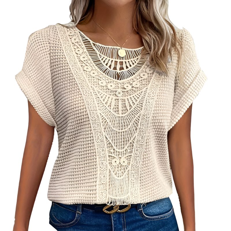 Zyra™ | Stilfuld Top med Blonde Detalje