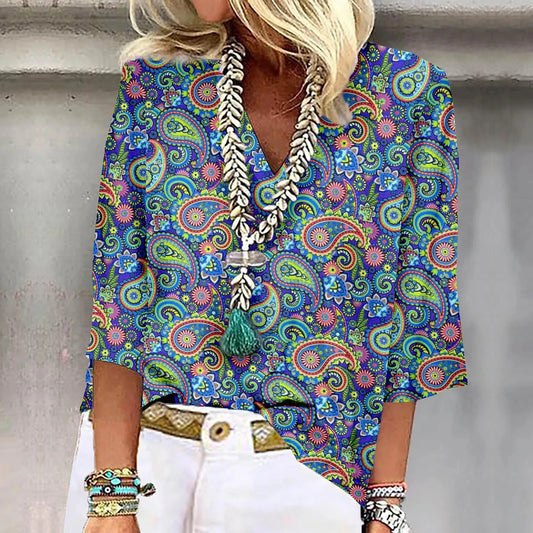 Zyra™ | Vibrant Print Boho Bluse