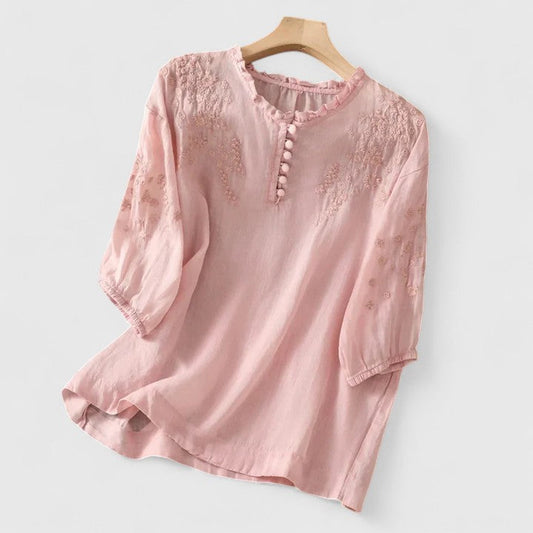 Zyra™ | Elegant Broderet Sommerbluse
