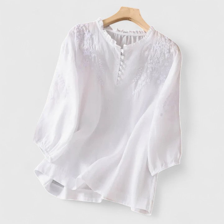 Zyra™ | Elegant Broderet Sommerbluse