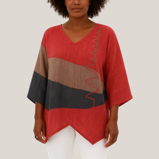 Zyra™ | Stilfuld V-hals Color Block Top