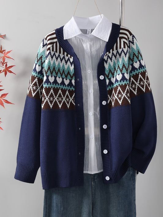 Zyra™ | Klassisk Strikcardigan med Mønster
